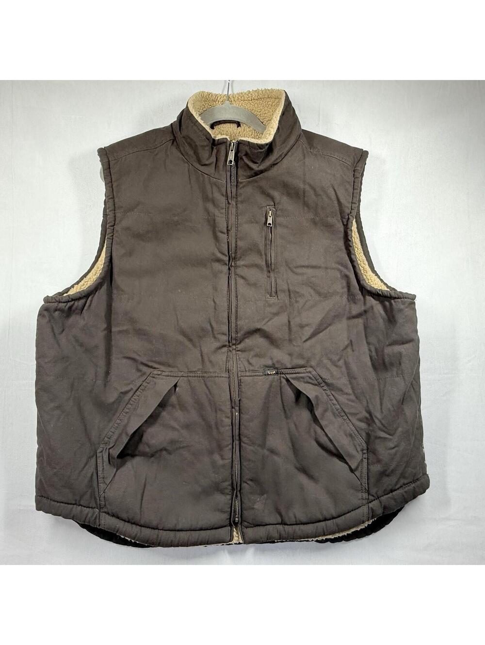Lee Premium Select Sherpa Lined Vest Men’s Sz XL Brown Work Wear Outdoor Warm